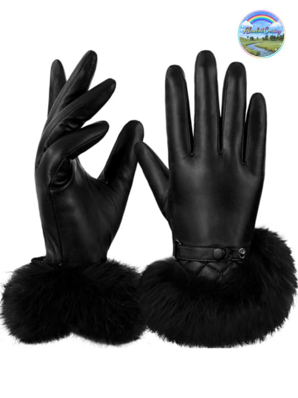 Women's Sheepskin Leather Touchscreen Gloves with Fur Trim, Winter Driving